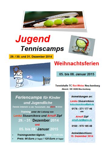 Tenniscamps in den Weihnachtsferien