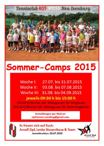 Tenniscamps in den Sommerferien